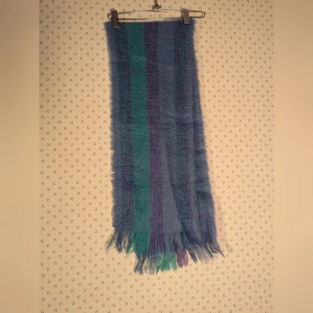 💙 💜 Avoca Vintage Scarf Mohair Handweavers Ireland green blue woven